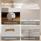 Leavader Portable Wardrobe Closet, Large Collapsible Plastic Wardrobe with Wheels, Foldable Clothes Storage Cabinet with 8 Sh