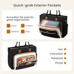 LOVEVOOK Teacher Tote Bag for Women,Laptop bag with Large Cup Holder,Work bag with Accordion File Organizer Pocket,Multi-Pock