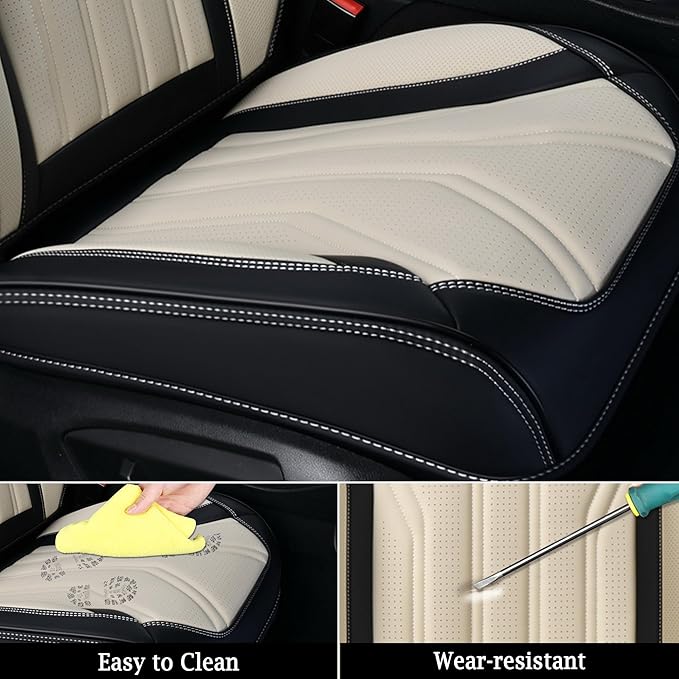 FLORICH Seat Covers for Cars, Waterproof Seat Covers, Leather Car Seat Covers 2 Pack, Universal Seat Cushion Protector for Mo