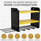 BUILTSTRONG Power Tool Organizer - 6 Drill Holder Wall Mount, 3 Tier Heavy-Duty Hand Storage Rack, Utility Racks, 2 Pegboard 