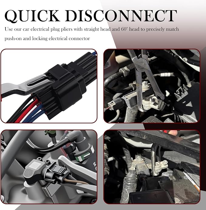 Electrical Disconnect Pliers for Cars with Terminal Removal Tool Kit,Sturdy Electrical Connector Pliers with Double Head/60° 