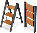 WOA WOA Step Ladder with Widened Pedals, Folding Step Stool with Anti-Slip Feet, Portable Home Ladder for Adults, Kitchen Sma