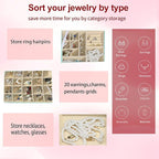 BOOVO Clear Lid Jewelry Box,3 Layers Jewelry Organizer Large Multi-Functional Jewelry Storage Box with 2 Drawers,Jewelry Disp