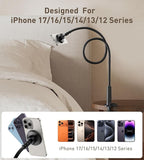 Magnetic Gooseneck Phone Holder Mount for iPhone 17/16/15/14/13/12 - Magnetic Stand Tabletop Clamp 360°Rotation Adjustable for Office/Home Compatible with iPhone 17 16 15 14 13 12 Mini Plus Pro Max