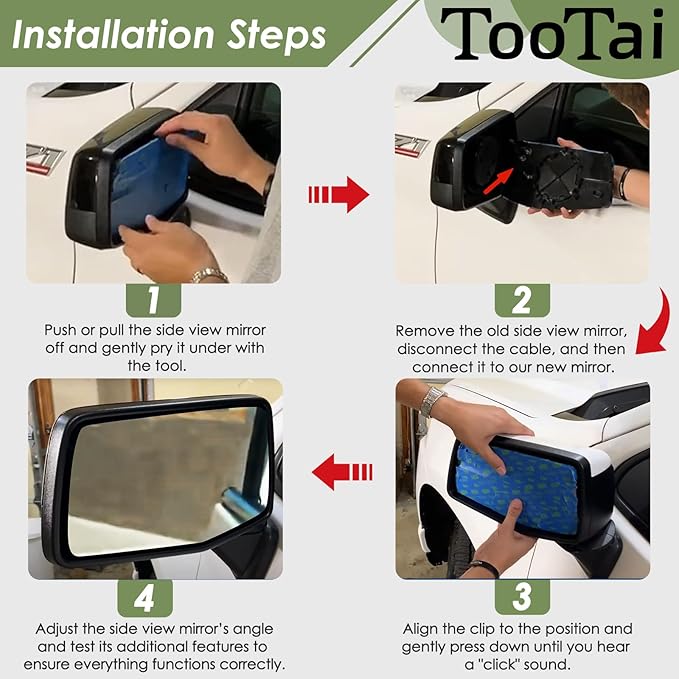 Passenger Side Replacement Mirror Glass - compatible with Chevy & GMC vehicles - Silverado 2019-2024, Sierra 2019-2024 -Heated with backing plate, no blind spot detection, w/o auto dimming