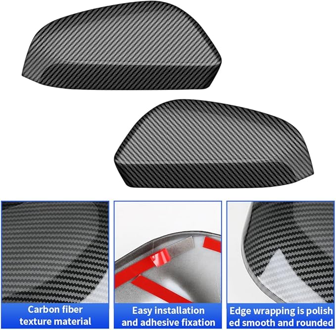Chrome Carbon Fiber Style Car Side Door Mirror Trim Cover for Toyota Tacoma 2024 2025 2026 and 4Runner 2025 2026 (Rearview None Turn Signal Lamp）Auto Exterior Decorations Accessories Decor Kit