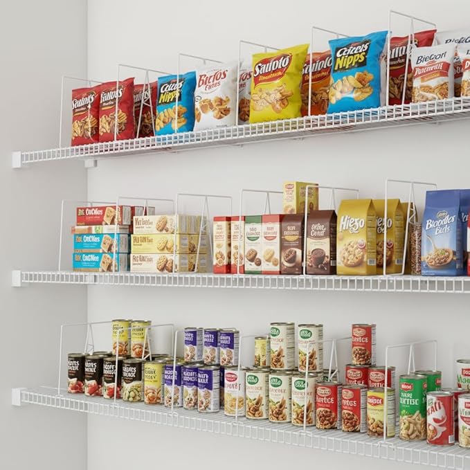 Wire Shelf Dividers - White Closet Organization & Storage Organizer - No Tool Shelf Divider for Wire Shelves - Metal Shelf Ac