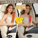 Extended Seat Belt Cover Pad, 2 Pack Soft & Comfortable Universal Seatbelt Covers for Adults and Kids, Fits Car Seat Belts, Armrest, and Backpacks (Brown)