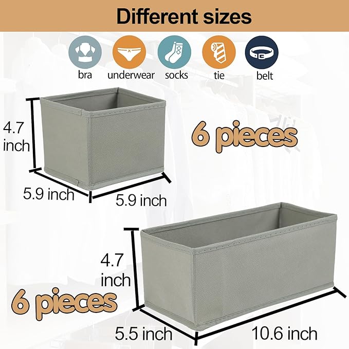 Fordonral Drawer Organizer Clothes, Foldable Fabric Dresser Organizer Closet Organizers and Storage Box for Underwear,Folded 