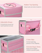 Capolo Car Trash Can with Lid, Leakproof Car Trash Bag Hanging Waterproof Automotive Garbage Can with Storage Pockets Mini Vehicle Trash Bin for Back/Front Seat(Pink,3 Gallon)