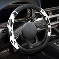 ZHOL Cow Print Steering Wheel Cover, D Shaped Car Wheel Cover Microfiber Leather 14 1/2-15 in (37-39 cm)