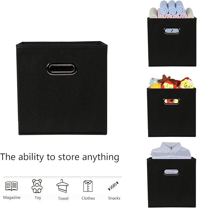 Fabric storage bins Cubes, Fabric Cube Organizer with Handle, Foldable Cube Bins for Cloth or Accessary Storage, 11x11x11, Se
