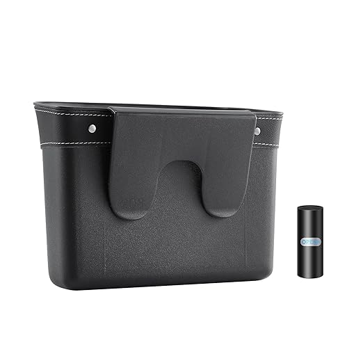 Car Trash Can Mini Trash Bin Garbage Organizer with Plastic Trash Bag Automotive Small Garbage Bin for Home Office Auto Vehicle Car Door Front Back Seat Storage Accessories (clip on trash can)