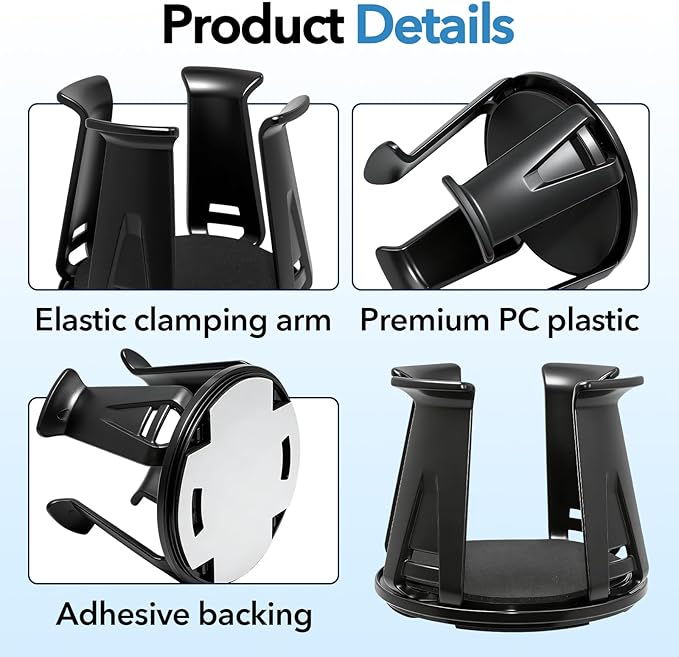 4PCS Car Cup Holder Insert, Self-Adhesive Expanding Cup Holder Inserts for Car, Automotive Black Cup Holder Adapter with Clam