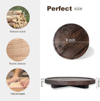 Round Decorative Tray Wood Bathroom Counter Organizer Farmhouse Kitchen Decor Wooden Riser for Soap Dish, Perfume, Candle, Sp