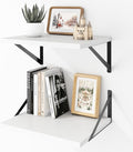 Deep Floating Shelves Wall Mounted, 16"x12" White Wall Shelves with Brackets Set of 2 for Bedroom, Living Room, Bathroom, Kit