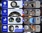 Snow-Chains Auto Fixing 1 Min Quick Fit Easy Installation Tire-Chains, Portable Reusable Universal Emergency Tire Traction Ch