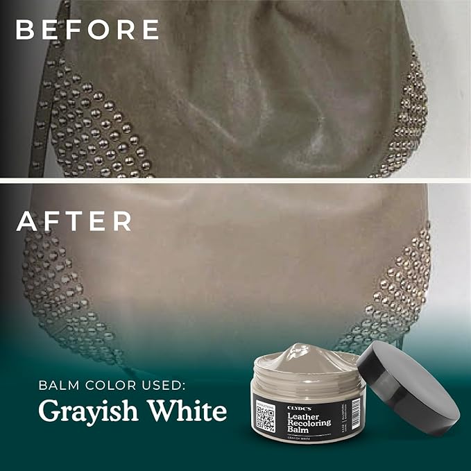 Clyde's™ Recoloring Balm | Non-Toxic Material Dye & Restorer for Furniture, Car Seats, & More | 23 Colors (Grayish White, 100
