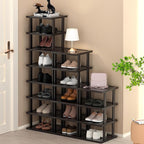 Vertical Shoe Rack - Tall Narrow Shoe Rack Organizer for Small Spaces,17 Tier Bamboo Shoen Shelf for Entryway,Closet,Corner,D