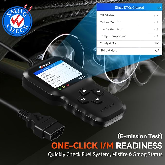 OBD2 Scanner, CGSULIT SC103 Car Code Reader Diagnose Check Engine Light Smog Check DTCs Scan Tool Live Data Stream Voltage Test
