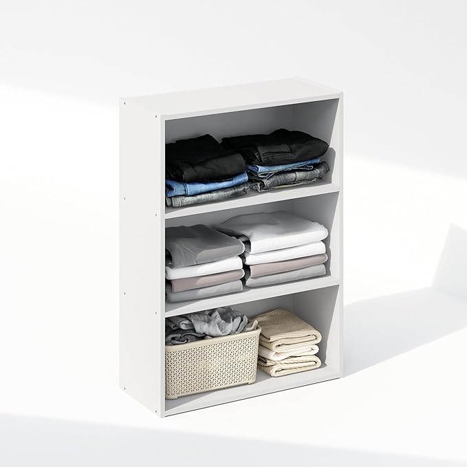 Furinno Reed Closet Organizers and Storage, 3-Tier Reversible Closet Shelves, Closet Organization Shelf, 9.7 x 23.7 x 31.5, f