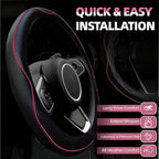 NBTEPEM 6 PCS Car Steering Wheel Cover Set, Microfiber Leather Steering Wheel Covers Universal 14.5-15 inch, Center Console C