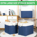 Bidtakay Extra Large Storage Baskets for Shelves 3 Pack Fabric Storage Bins for Organizing Linen Collapsible Organizer for Cl