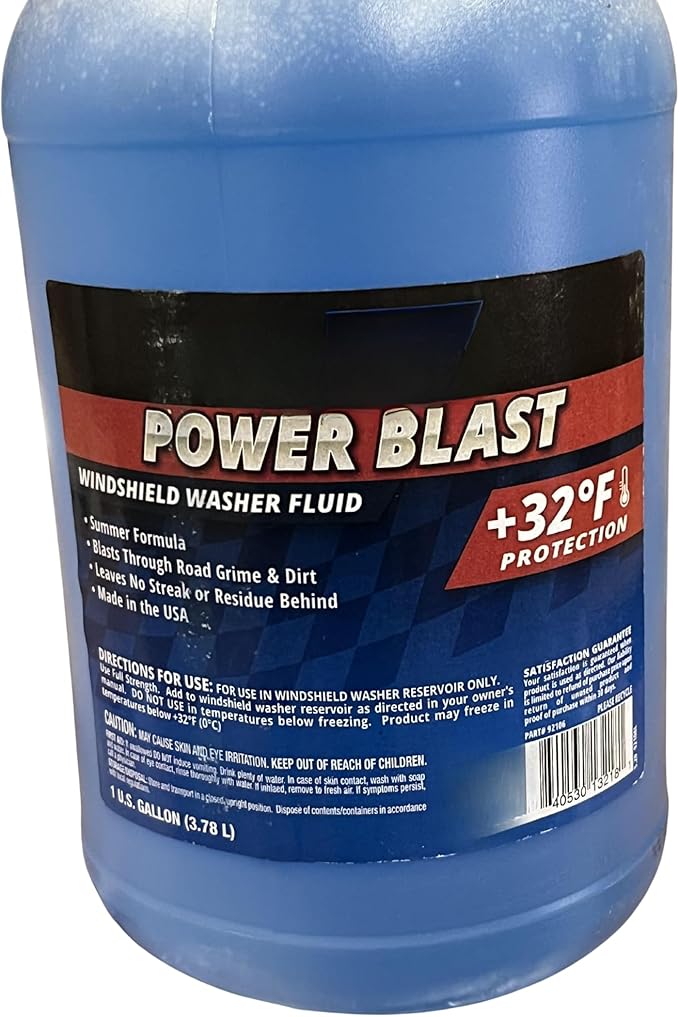 6-Gallons Power Blast +32°F Protection Windshield Washer Fluid | Removes Road Grime & Dirt, Ready to Use (6 Jugs of 1 Gallon)