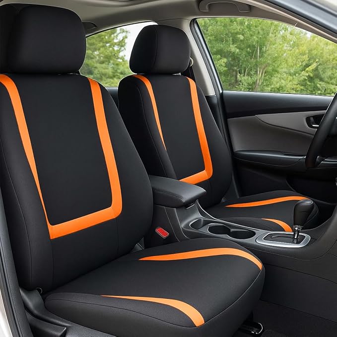BELOMI Car Seat Covers Only, Breathable Premium Cloth Auto Seat Cover, Universal Front and Rear Seat Covers, Automotive Inter