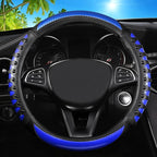 Car Leather Steering Wheel Cover - Carbon Fibre Material, Universal 14.5-15 Inch Leather Anti-Slip Breathable Auto Steering W