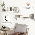 Axeman 32 Inch Floating Shelves | 8 Inch Deep White Wood Wall Shelves Set of 2 | 31.5" W x 8" D Rustic White Shelves for Bath