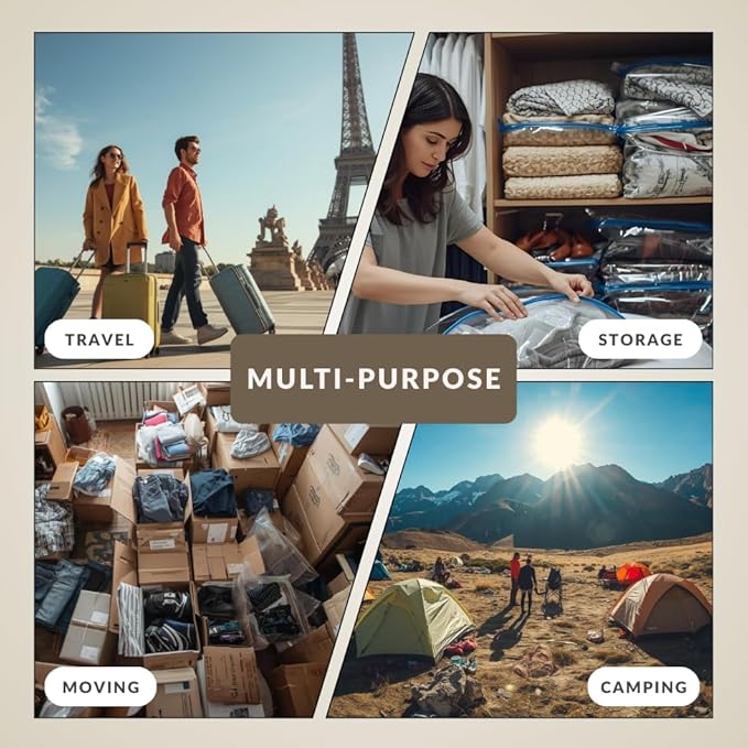 12 Pack Vacuum Storage Bags with Hand Pump, Compression Space Saver for Comforter, Bedding, Blanket Storage, Vacuum Seal Bags