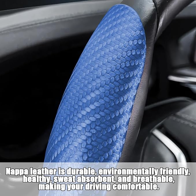 Mandark 3PCS Carbon Fiber Car Steering Wheel Cover, Anti-Skid Leather Vehicle Segmented Steer Wheel Protector, Auto Interior 