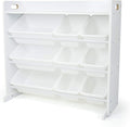 Humble Crew Toy Storage Organizer with Top Shelf and 9 Removable Bins, White/White – Toddler Bookshelf with Toy Organizer - M