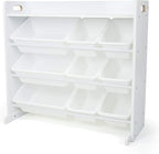 Humble Crew Toy Storage Organizer with Top Shelf and 9 Removable Bins, White/White – Toddler Bookshelf with Toy Organizer - M