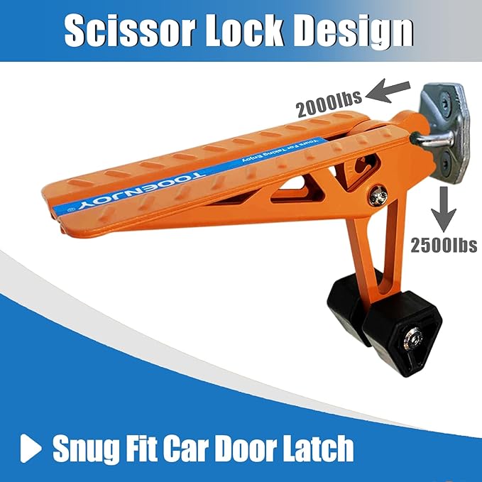 TOOENJOY Universal Fit Car Door Step, Foldable Roof Rack Door Step Up on Door Latch, Both Feet Stand Pedal Ladder, Easy Access to Rooftop for Most Car, SUV, Truck(Orange)
