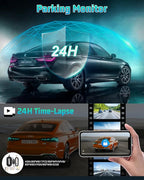 4K Dash Cam, 4K+2K Dash Cam Front and Rear W/ 5GHz WiFi & APP Control 64GB Included, 3.2" IPS Screen Car Dash Cam W/ 24H Park
