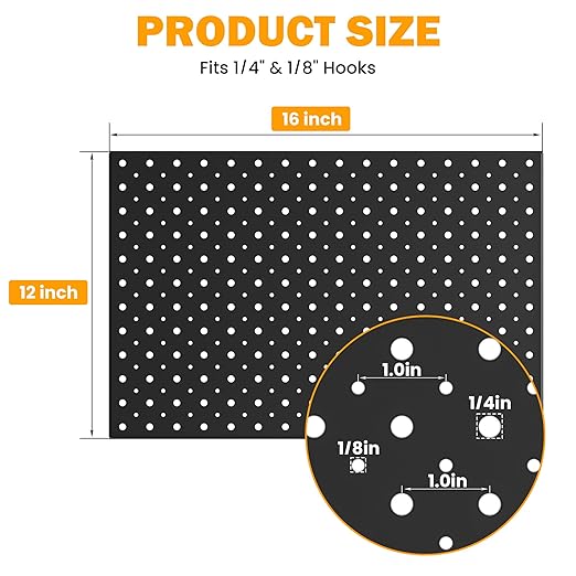 Pegboard Smith Metal Pegboard Panels, 16" x 12" Heavy-Duty Wall Peg Boards for Garage Tool Storage, Pegboard Organizer System