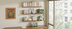 ROGMARS 36 Inches Long Walnut Floating Shelves,Rustic Solid Wood Farmhouse Wall Shelves with Invisible Brackets for Bathroom,