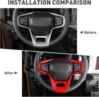 for Ford Bronco 2021 2022 + Interior Steering Wheel Panel Cover Compatible with Ford Bronco 2021 2022+ (ABS,1PC,Red)