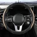 Car Steering Wheel Cover, Leather Steering Wheel Cover Beige Universal 14.5-15 Inch Microfiber Leather Anti-Slip Breathable A