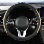 Car Steering Wheel Cover, Leather Steering Wheel Cover Beige Universal 14.5-15 Inch Microfiber Leather Anti-Slip Breathable A