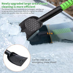 43.3'' Snow Shovel & Snow Brush with Ice Scrapers for Car Windshield,5-in-1 Extendable Thicken Aluminum Tube,180° Pivoting Brush Head & Foam Grip for Christmas, Cars, Trucks, SUVs, Vehicle（Green
