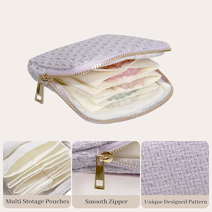 Stratalife Travel Jewelry Case - Small Jewelry Organizer for Bracelets Necklace Healing Crystal, Portable Earring Ring Organi