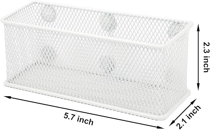 EASEPRES Magnetic Pencil Holder Set of 6 - Wire Mesh Storage Baskets Organizer with Strong Magnets - Perfect for Whiteboard, 