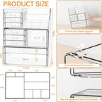 Yieach 3 Pack Clear Makeup Organizer Countertop for Dresser,Vanity and Bathroom Counter Organizer,Tiered Stackable Makeup Acr