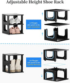 HAIXIN Shoe Organizer Rack for Small Spaces 5 Tier Plastic Vertical Narrow Shelves for Closet Black Shoe Holder, Stand for En