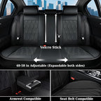 Coverado Car Seat Cover, Black Luxury Seat Cover for Cars, Premium Nappa Leather Seat Covers Full Set with Embossed Pattern, 