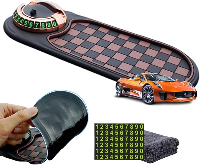 DDRIC Multifunction Car Anti-Slip Mat, Auto Universal Phone Holder, Rotatable Anti Skid Car Dashboard Pad with Temporary Park