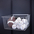OmniWall Large Wire Basket (16" x 8" x 12") - Heavy Duty Metal Storage Basket with Secure Vertical Slot & Round Hole Mounting